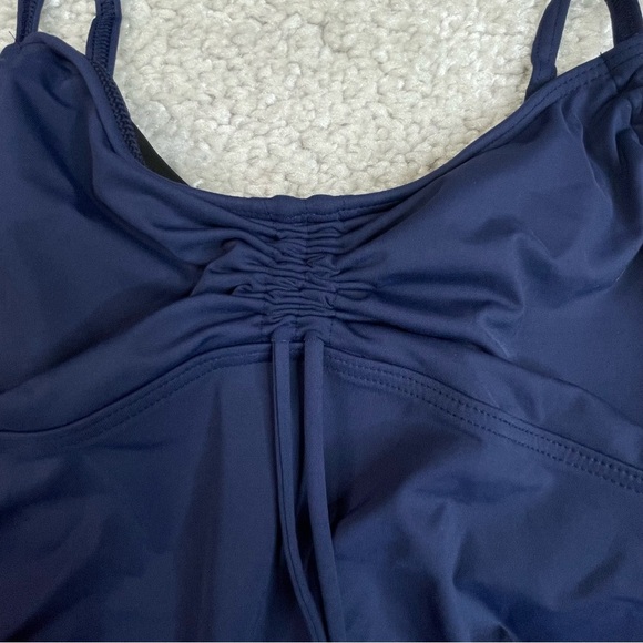 Lands End Tankini Set Navy Blue Sz 8 Cinch Ruched Vacation Beach Cruise Swim - Picture 11 of 15